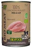 Biofood BF Petfood Organic 100% kippenvlees natvoer hond & kat(blik 400 g)12 x 400 gr