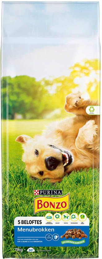 BONZO 2x15kg Menubrokken Kip, Rund en Groenten Hondenvoer