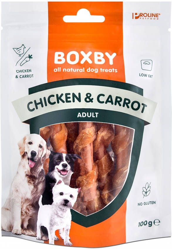 Boxby Chicken/Carrots Sticks 100 g Hondensnacks Kip&Wortel&Groente
