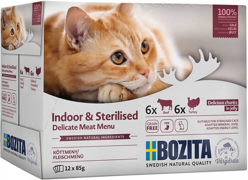 Bozita 12x85g Mix in Gelei Indoor & Sterilised Kattenvoer nat