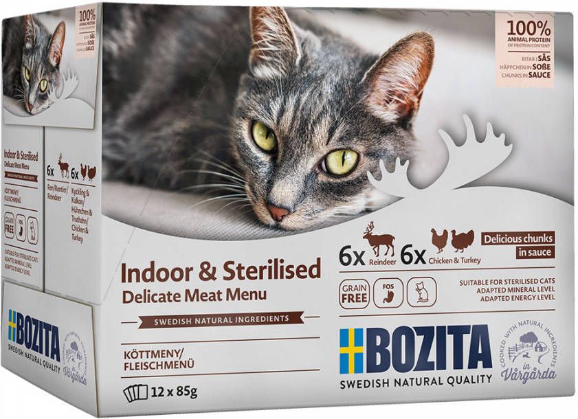Bozita 12x85g Mix in Saus Indoor & Sterilised Kattenvoer nat