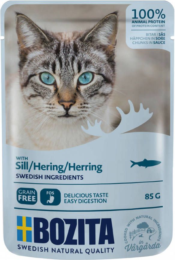 Bozita 12x85g Stukjes in Saus Pouch Haring Kattenvoer