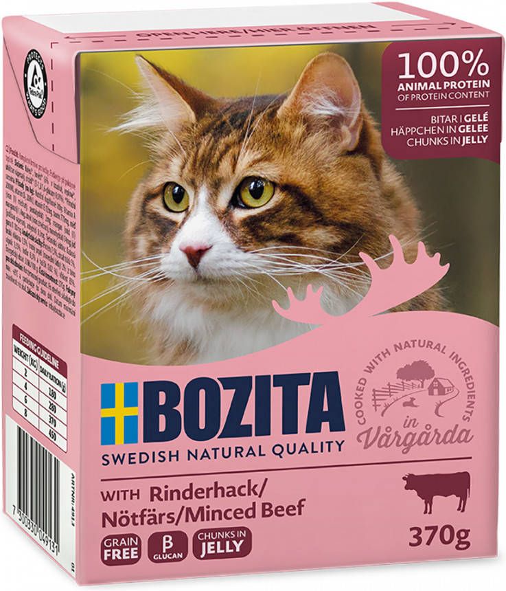 Bozita Stukjes in Gelei Kattenvoer 6 x 370 g met Rundergehakt