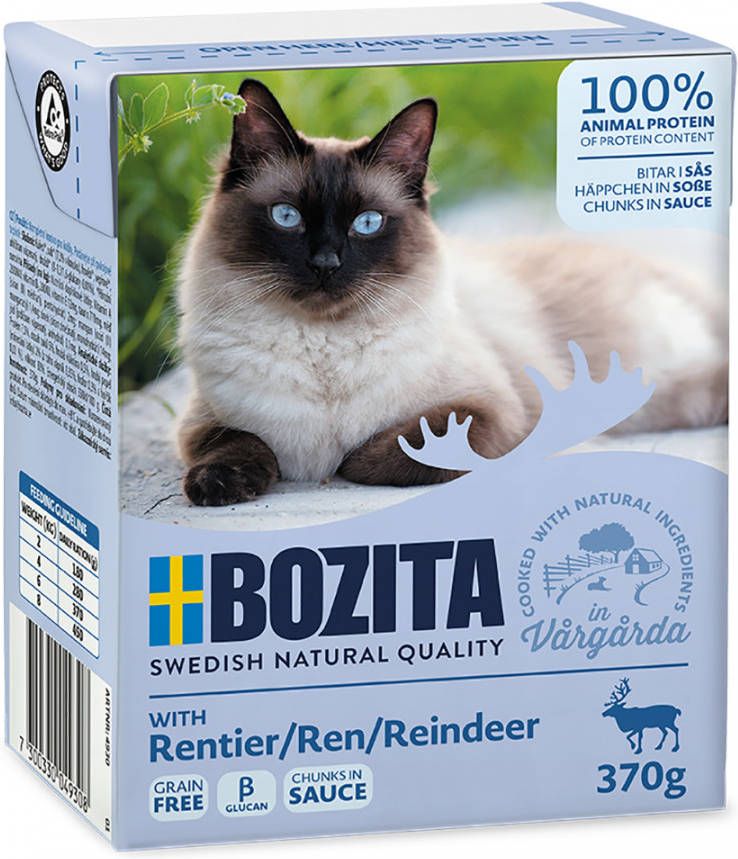Bozita Grainfree Diet & Stomach Eland Kattenvoer Bestel ook natvoer 6 x 370 g stukjes in Saus Rendier