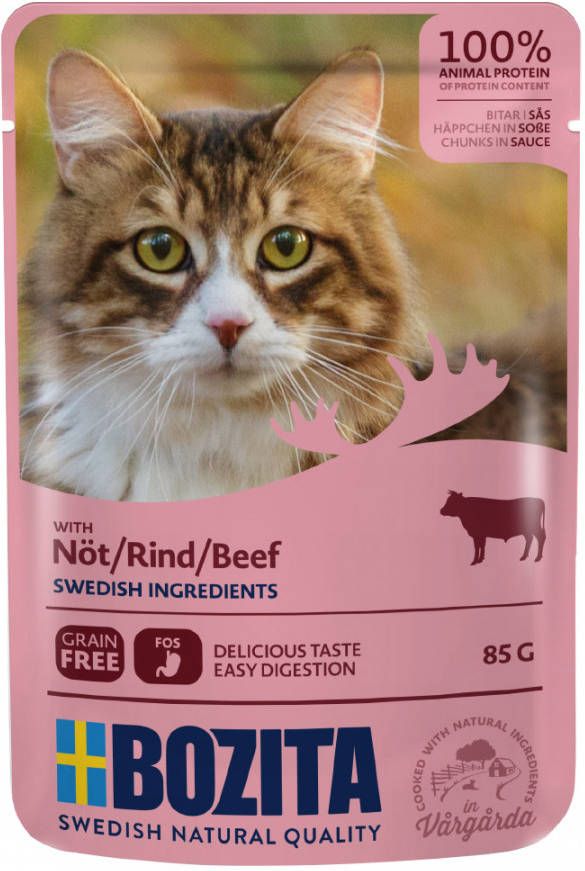 Bozita 24x85g Stukjes in Saus Pouch Rund Kattenvoer
