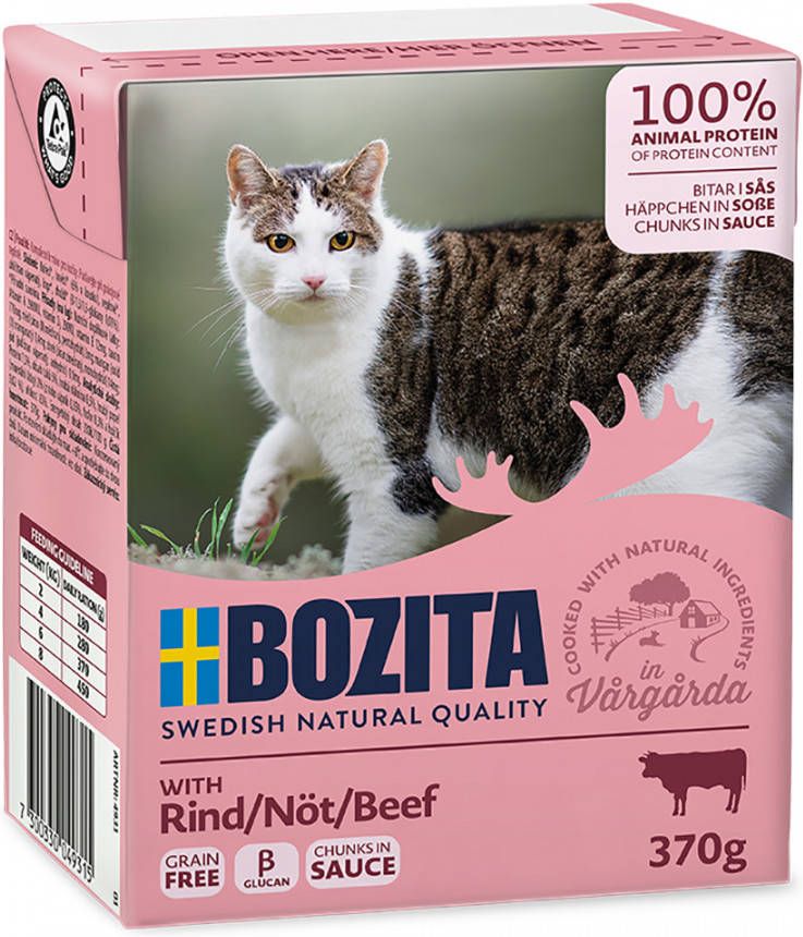 Bozita Grainfree Active & Sterilised Lam Bestel ook natvoer 6 x 370 g  stukjes in Saus Rund