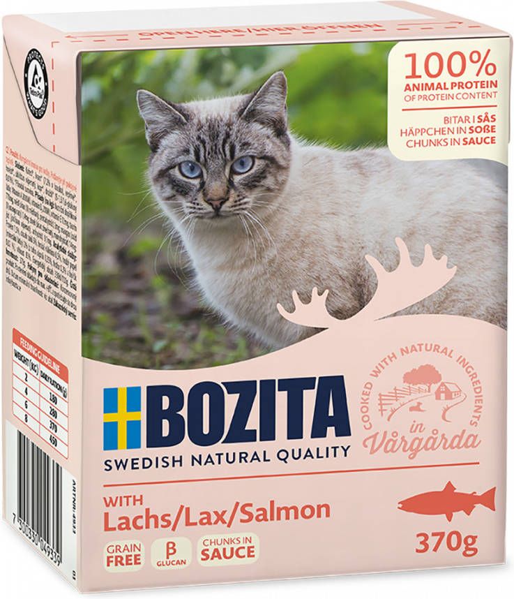 Bozita 24x370g stukjes in Saus met Zalm Kattenvoer