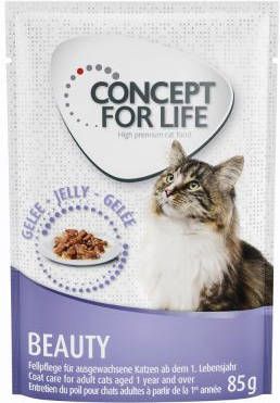 Concept for Life Beauty Adult Kattenvoer Verbeterde receptuur! Ter aanvulling 12 x 85 g Beauty in Gelei