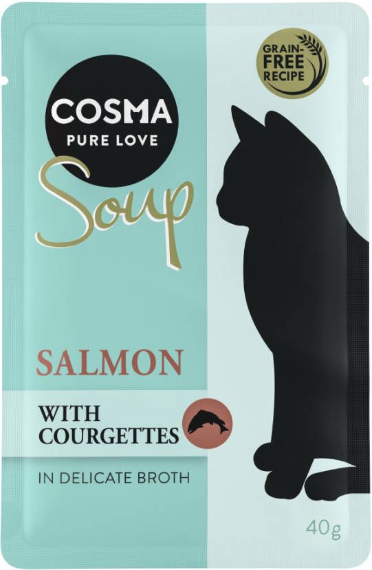 Cosma 12x40g Soup Zalm met Courgette Kattenvoer