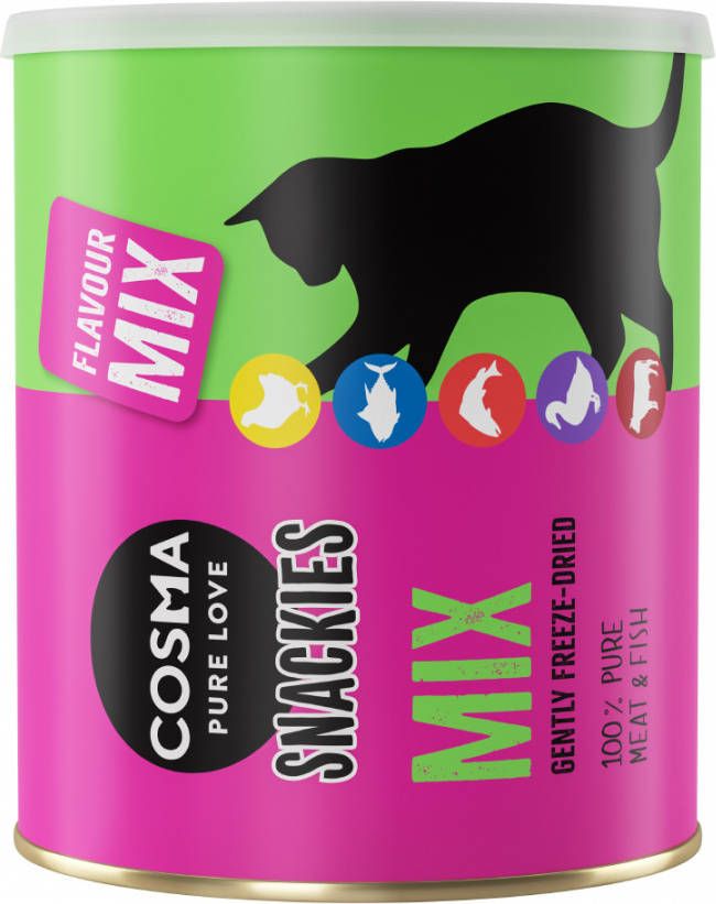 Cosma 150g Snackies Maxi Tube Gevriesdroogde Mix met 5 soorten Kattensnacks