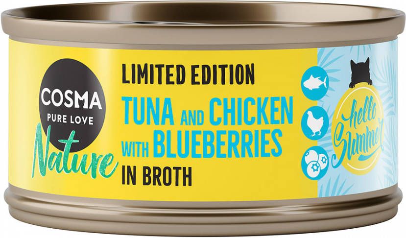 Cosma 24x70g Nature Summer Edition Tonijn en Kip met Bosbessen Natvoer Katten