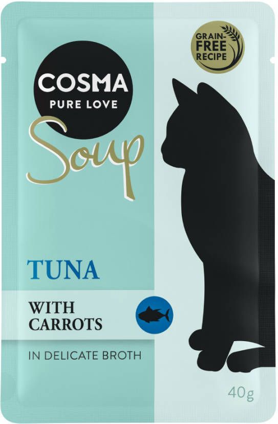 Cosma 24x40g Soup Tonijn met Wortel Kattenvoer