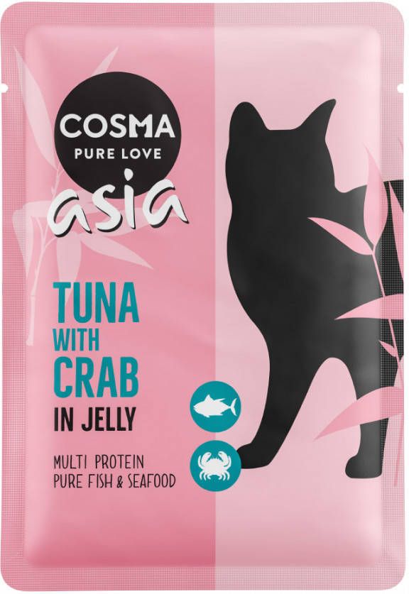 Cosma 6x100g Thai/Asia Maaltijdzakjes Tonijn met Krab Kattenvoer