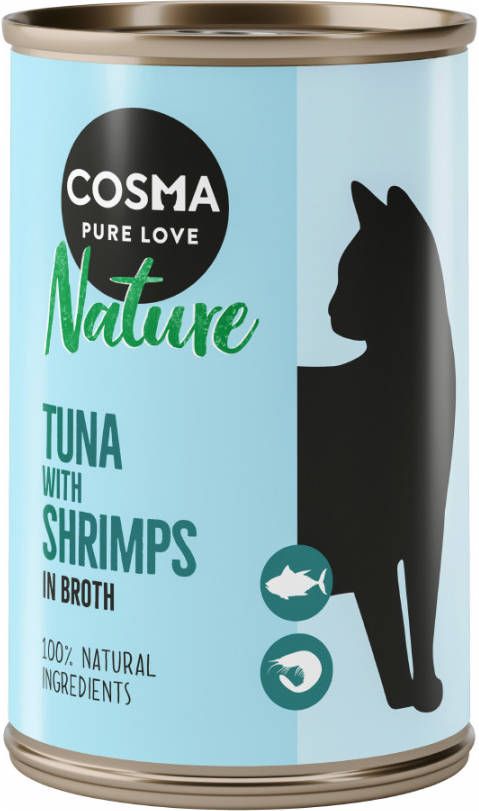 Cosma 12 x 140 g Nature Voordeelpakket Kattenvoer Tonijn & Garnalen