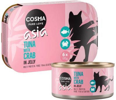 Cosma 6x170g Thai/Asia in Gelei Tonijn met Krab Kattenvoer