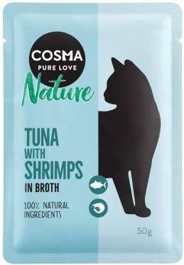 Cosma 18x50g Nature Maaltijdzakjes Tonijn & Garnalen Kattenvoer