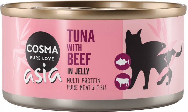 Cosma Voordeelpakket Asia in Jelly 24 x 170 g Kattenvoer Tonijn met Rund