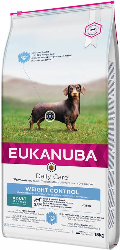 Eukanuba Daily Care Weight Control Small/Medium Adult Hondenvoer Dubbelpak 2 x 15 kg