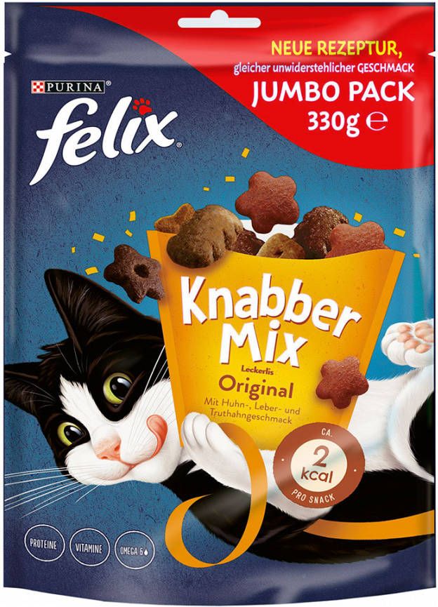 Felix 25% korting! Kattensnacks Party Mix Party original & oceaan Knabbel Mix Original(330 g )