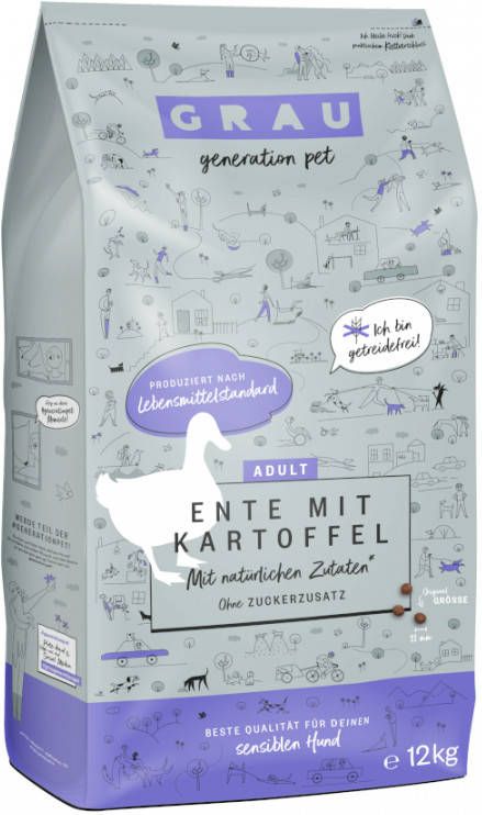 Grau Eend met Aardappel Hondenvoer Dubbelpak 2 x 12 kg