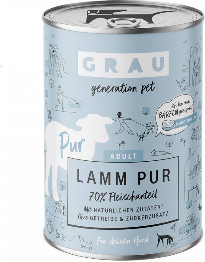 Grau Hondenvoer 6 x 400 g Lam Puur met Lijnzaadolie