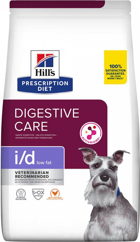 Hill´, s Prescription Diet Canine I/D Digestive Care Low Fat Hondenvoer met Kip Dubbelpak 2 x 4 kg