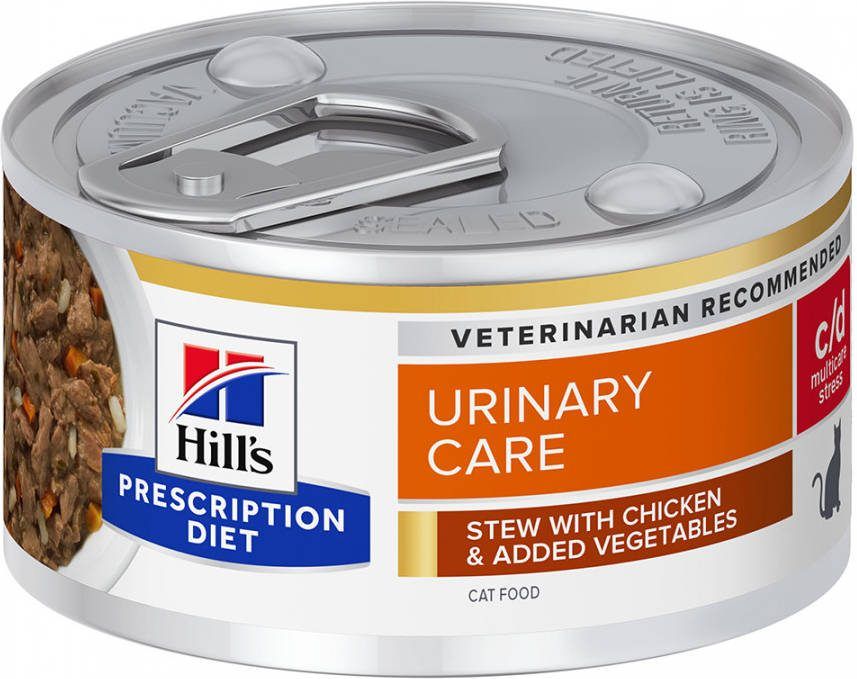 Hill&apos, s Prescription Diet C/D Urinary Stress Urinary Care Stoofpotje Blik Kattenvoer Kip Groente 82 g