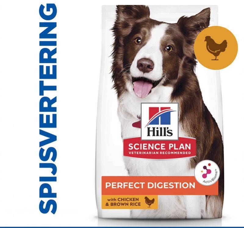 Hill's Hill&apos, s Adult Perfect Digestion Medium met kip & bruine rijst hondenvoer 2 x 14 kg