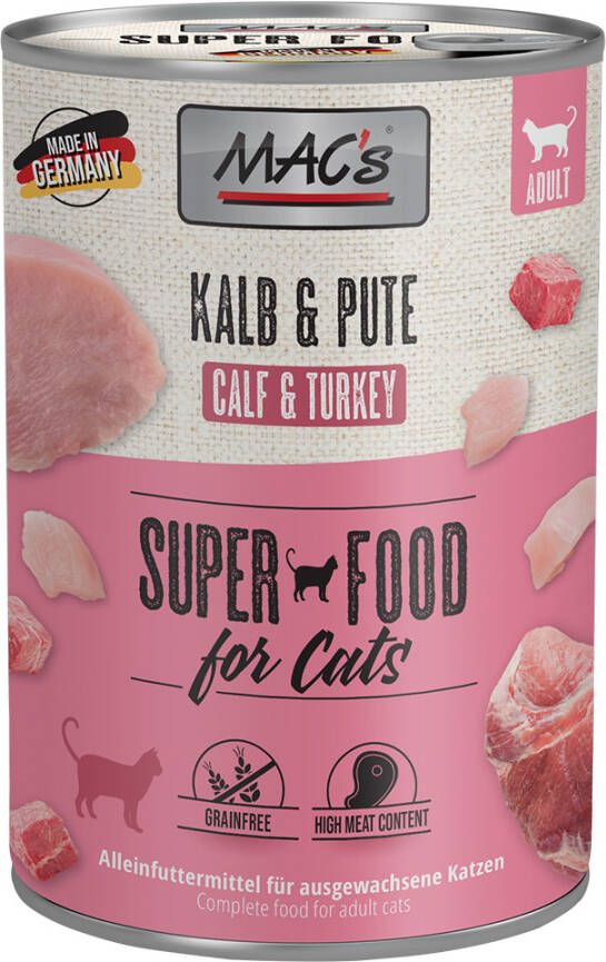 MAC's MAC´, s Cat Kattenvoer 6 x 400 g Kalf & Kalkoen
