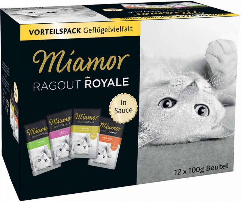 Miamor Gemengd Probeerpakket Ragout Royale Kattenvoer 12 x 100 g Mix Gevogelte in Saus
