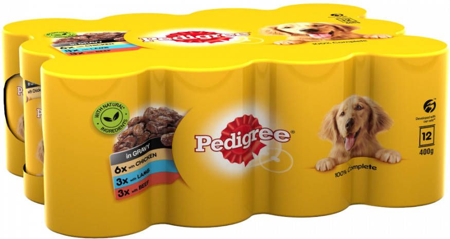 Pedigree 24x400g Adult Meat Selection in Gravy(Kip, Lam, Rund) Hondenvoer