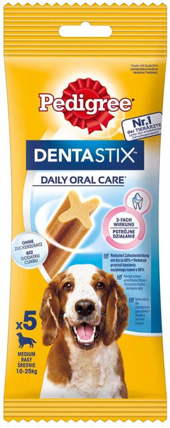 Pedigree 30% korting! Dentastix Dagelijkse Gebitsverzorging 5 Stuks voor middelgrote Honden(128 g )