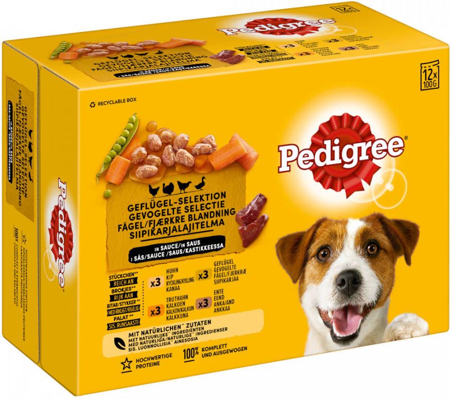 Pedigree Maaltijdzakjes Adult Poultry Selection Multipack Hondenvoer Gevogelte 12x100 g