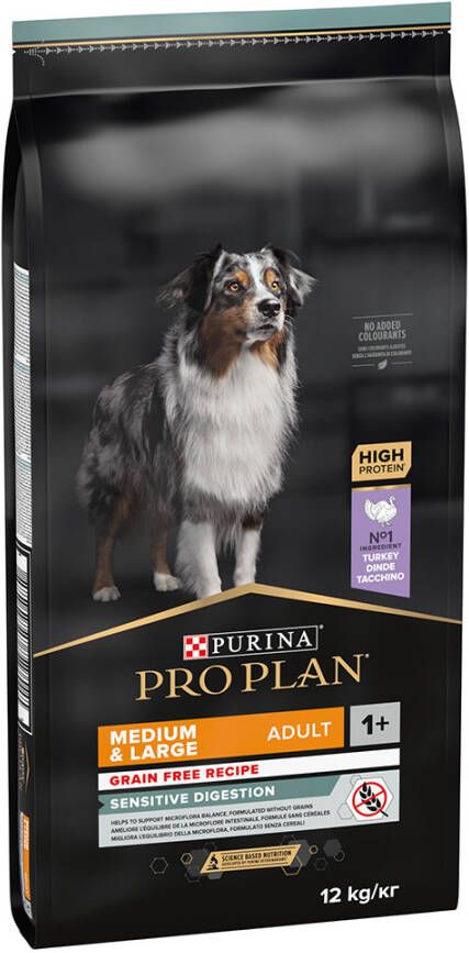Pro Plan Purina Bonusbag 10+2 kg/12+2 kg Medium Large Adult Sensitive Dig Kalkoen OPTIDIGEST GF(12 kg )