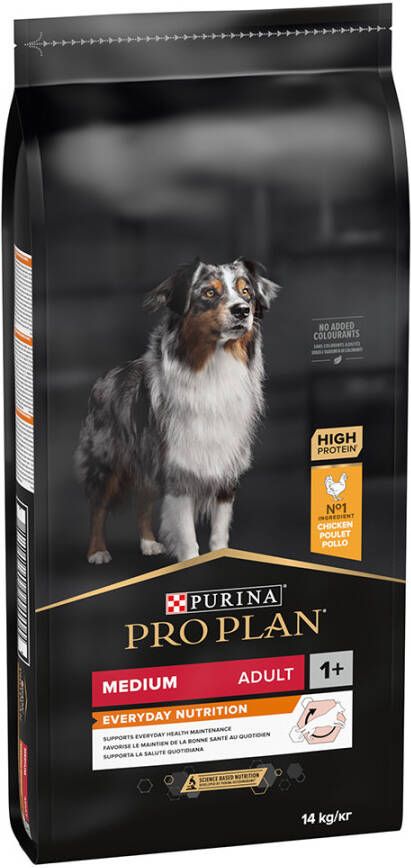 Pro Plan Purina Medium Adult Everyday Nutrition met kip hondenvoer 14 + 2, 5 kg
