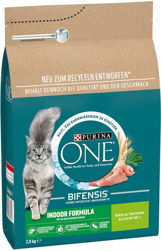 Purina One 2, 8 kg + 150 ml Adult & Senior Skin & Coat Supplement Olie gratis! Indoor Formula