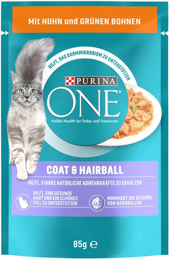 Purina One Kattenvoer 40+12 gratis! Coat & Hairball Kip & Sperziebonen(52 x 85 g )