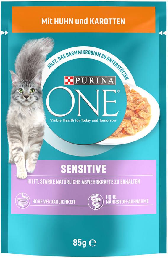 Purina One Kattenvoer 40+12 gratis! Sensitive Kip & Wortels(52 x 85 g )