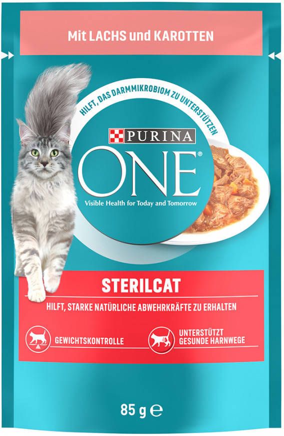Purina One Kattenvoer Voordeelpakket 24 x 85 g Sterilised met Kalkoen & Sperziebonen