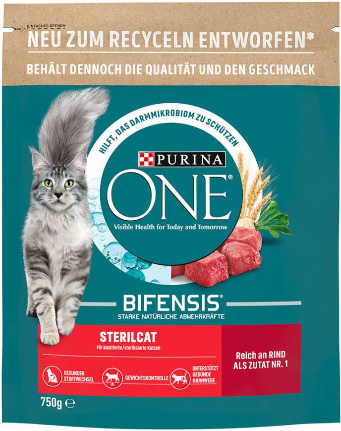 Purina One 2x750g Sterilcat met Rund Kattenvoer
