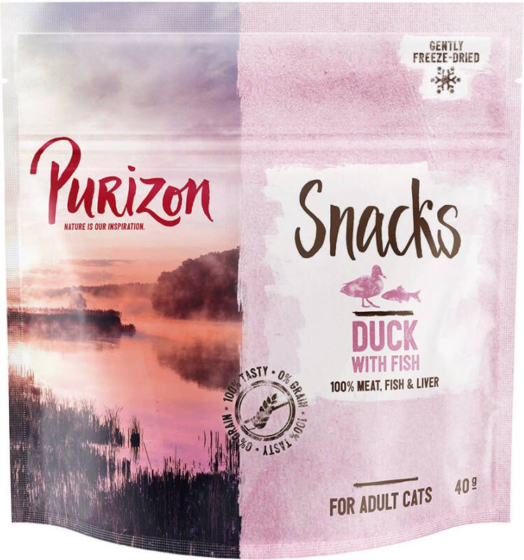 Purizon Adult Eend & Vis Kattenvoer Bestel ook snacks Snack Eend met Vis 40 g