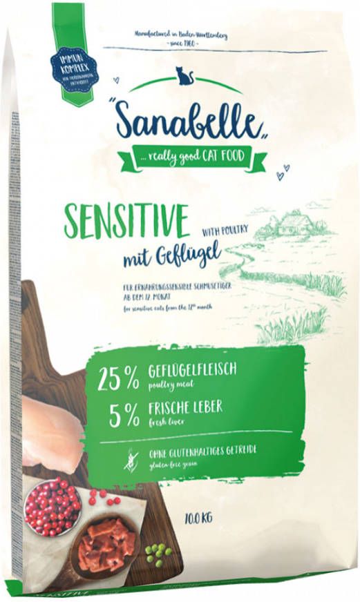 Sanabelle Sensitive kattenvoer met gevogelte 10 kg + 2 kg gratis
