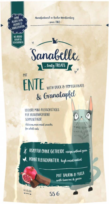 Sanabelle 3x55g Kattensticks Graanvrij Eend & Granaatappel Kattensnacks