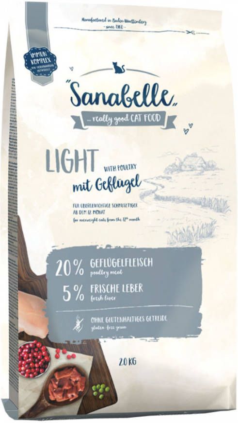 Sanabelle Light kattenvoer met gevogelte 10 kg + 2 kg gratis