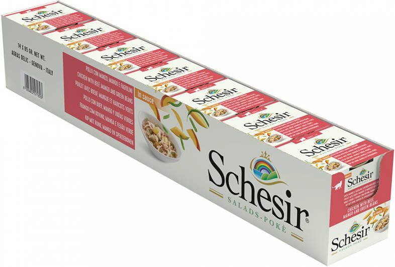 Schesir 5 + 1 Gratis! Salads Poké, in Saus 6 x 85 g Tonijn met Surimi, Papaya & Groene Erwten