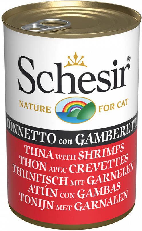 Schesir 6x140g Tonijn met Garnalen Kattenvoer