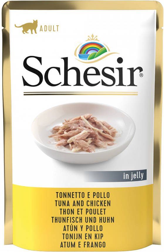 Schesir 19 + 5 gratis! 24 x 85 g Kat Jelly Pouch Tonijn en Kip