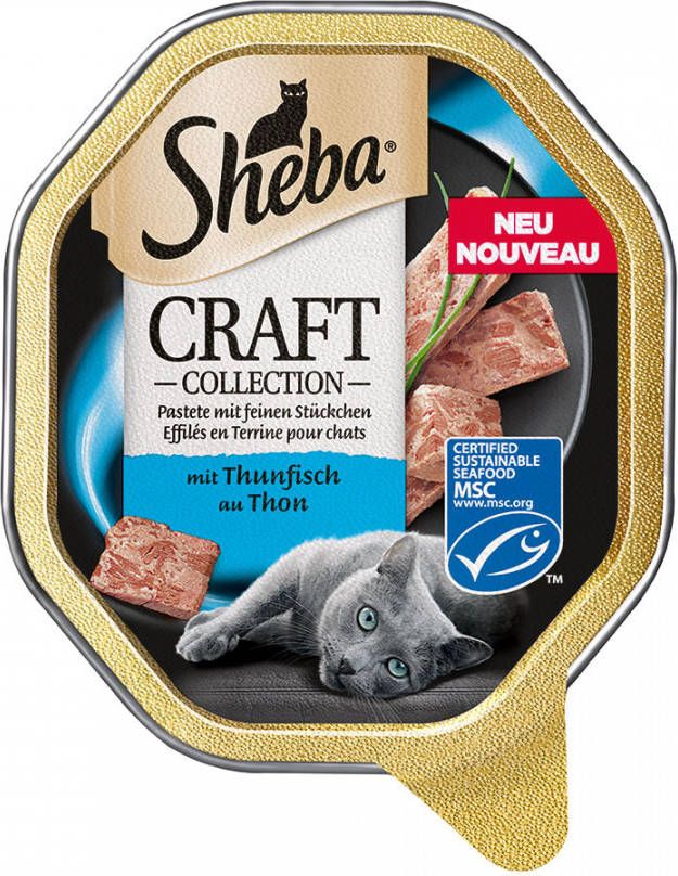 Sheba 22x85g Les Cré, ations Kuipjes Pastei met fijne stukjes met tonijn Kattenvoer