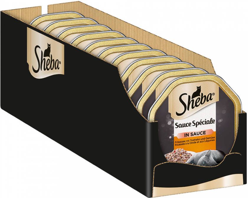 Sheba 44x85g Fricassee Kalkoen/Groenten Kuipjes Kattenvoer