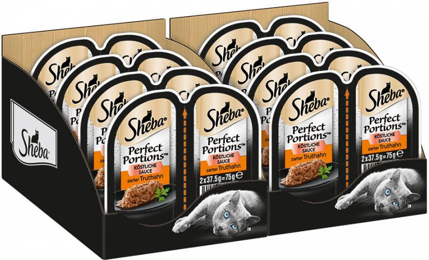 Sheba 64x37, 5g Rijk aan Saus Kalkoen Perfect Portions Kattenvoer nat